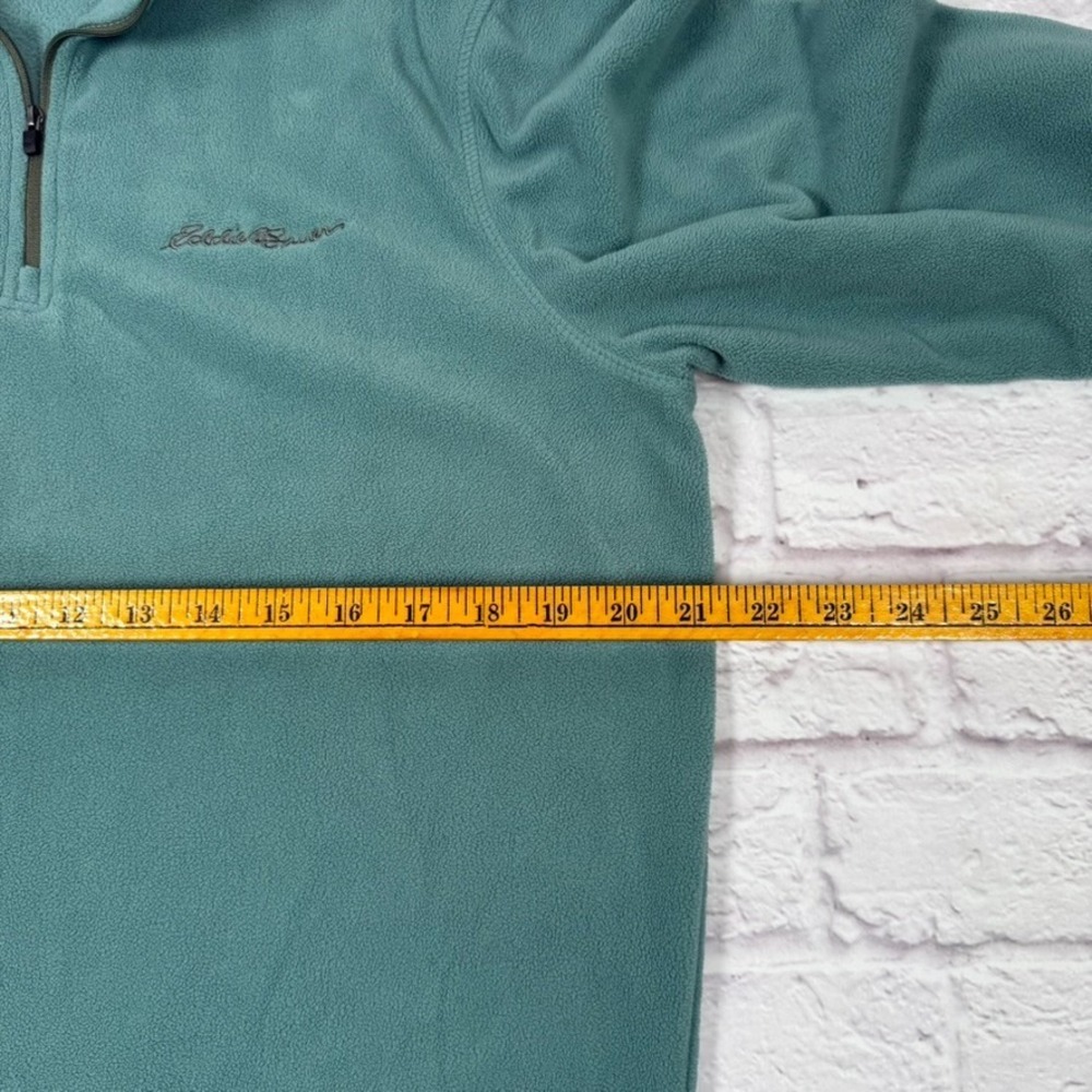 Eddie Bauer Fleece Sweater Mens Heathered Green 1/4 Zip Pullover Medium Jacket - Picture 5 of 9